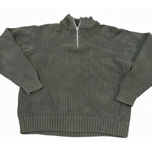 GAP Women's Small Green Quarter Zip Ribbed Knit Sweater Pullover Classic